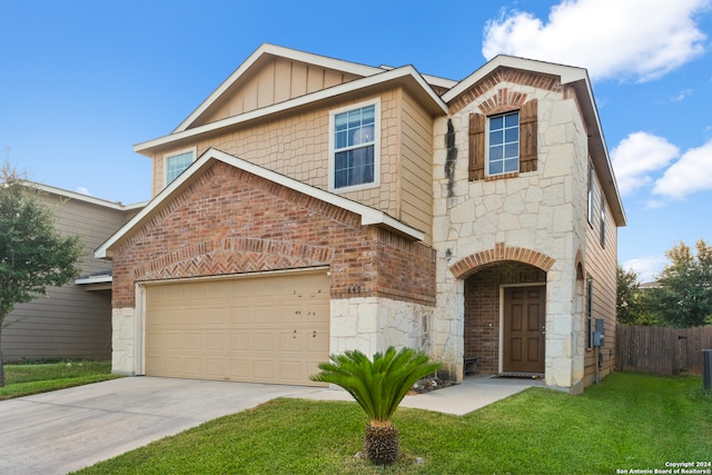 view of front of home with a front lawn