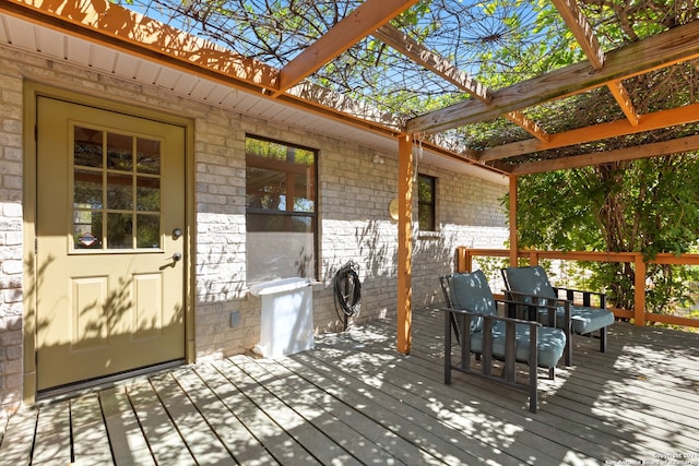 wooden terrace featuring a pergola