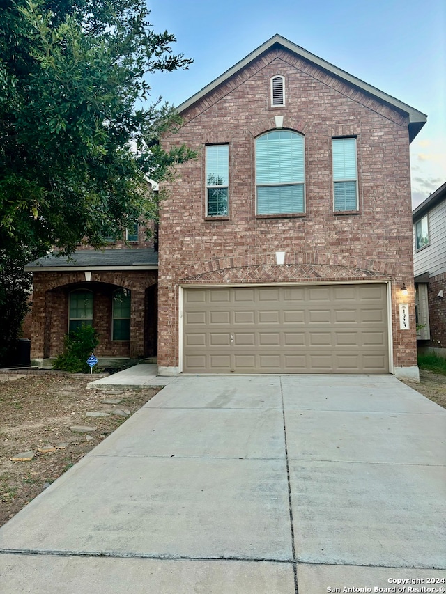 view of property with a garage