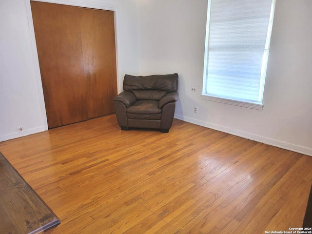 sitting room with light wood-type flooring