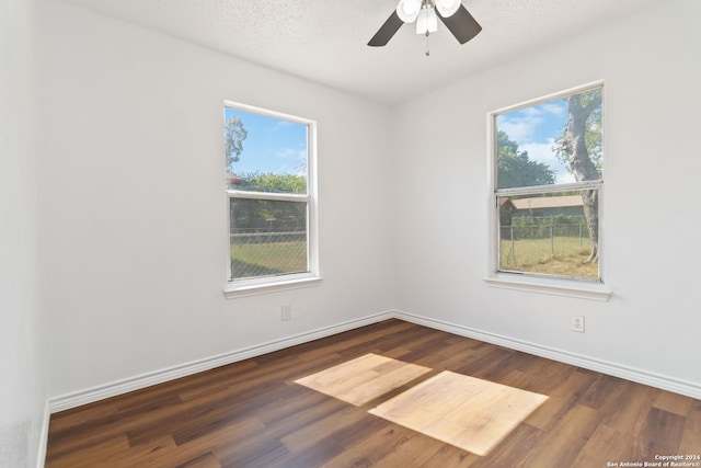 empty room featuring a wealth of natural light and dark wood-type flooring