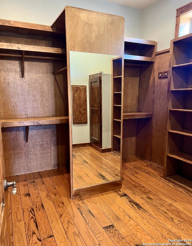 spacious closet featuring light hardwood / wood-style flooring