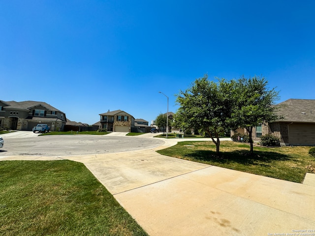 view of yard with a garage