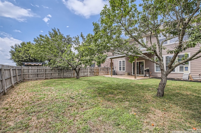view of yard featuring a patio area and a fenced backyard