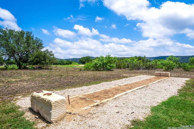 view of yard featuring a mountain view