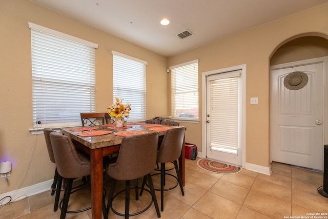 view of tiled dining area