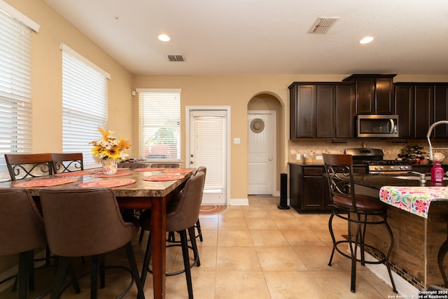 view of tiled dining area