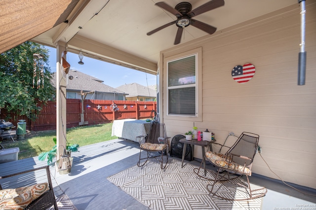 view of patio with ceiling fan