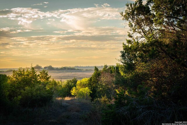 nature at dusk featuring a rural view