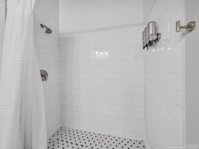 bathroom with a shower with curtain