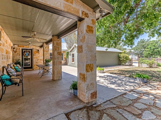 view of patio / terrace with ceiling fan