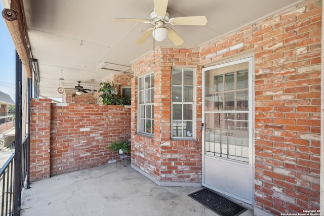 view of patio with ceiling fan