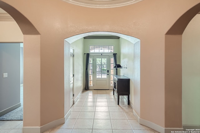 entrance foyer with light tile patterned flooring