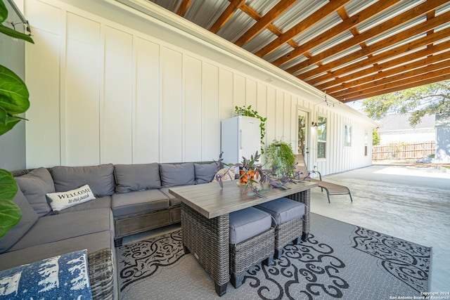 view of patio / terrace featuring an outdoor hangout area