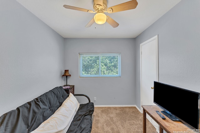 interior space featuring ceiling fan