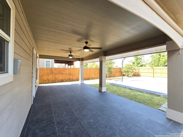 view of patio with ceiling fan