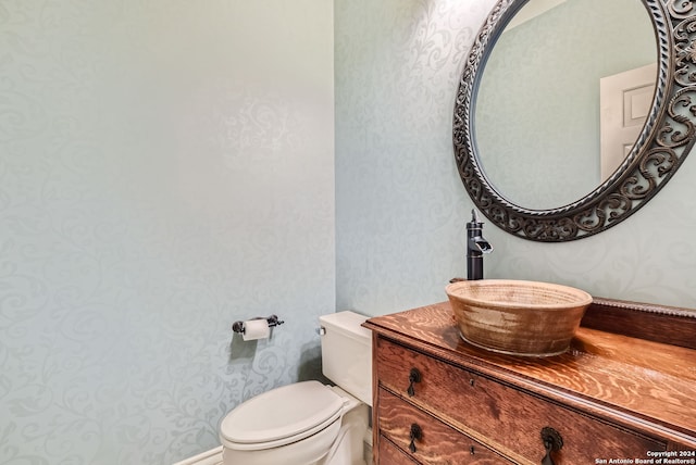 bathroom with toilet and vanity