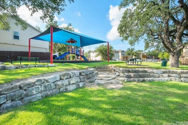 view of yard featuring a playground