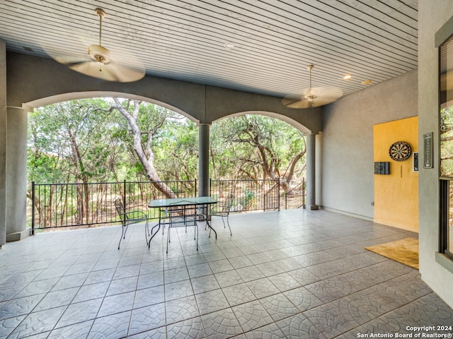 view of patio / terrace featuring ceiling fan