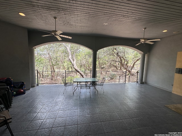 view of patio / terrace featuring ceiling fan