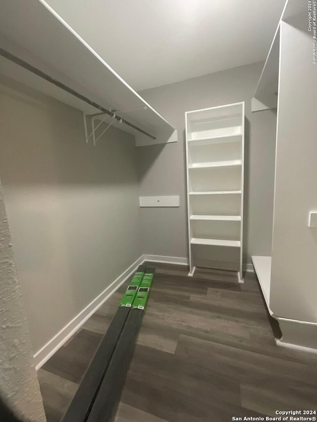 walk in closet featuring dark hardwood / wood-style floors