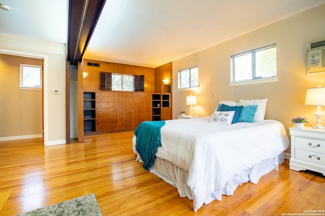 bedroom with light wood-type flooring