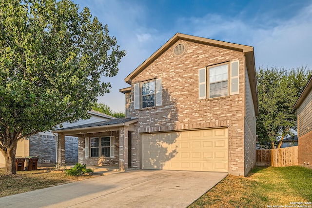 front facade with a garage