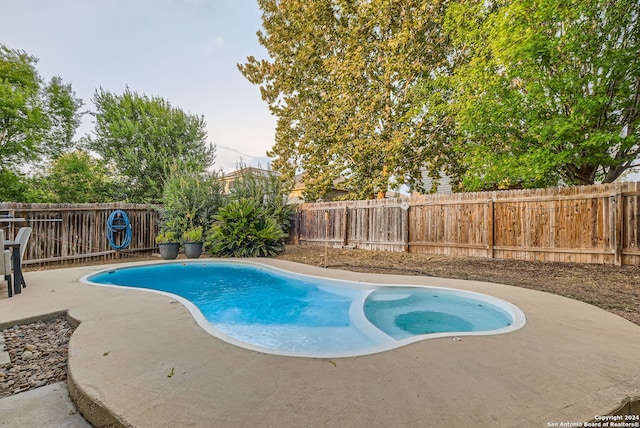 view of swimming pool with a patio