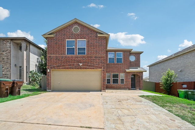 view of front property with a garage