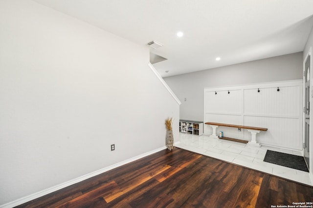 interior space with hardwood / wood-style flooring