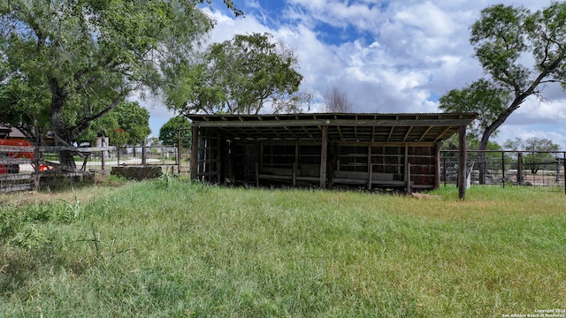 exterior space with an outbuilding