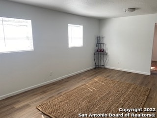 spare room with wood-type flooring