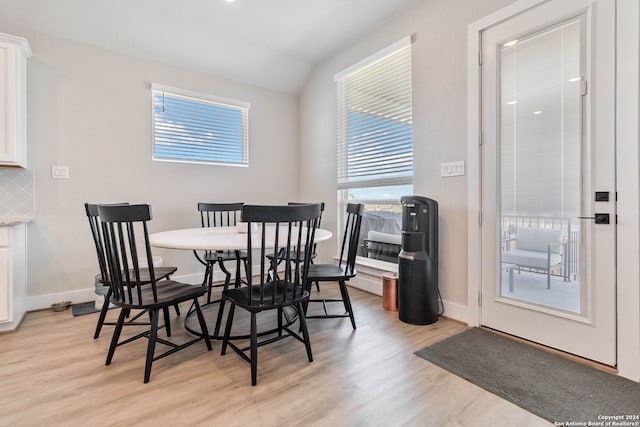 dining space featuring light hardwood / wood-style flooring