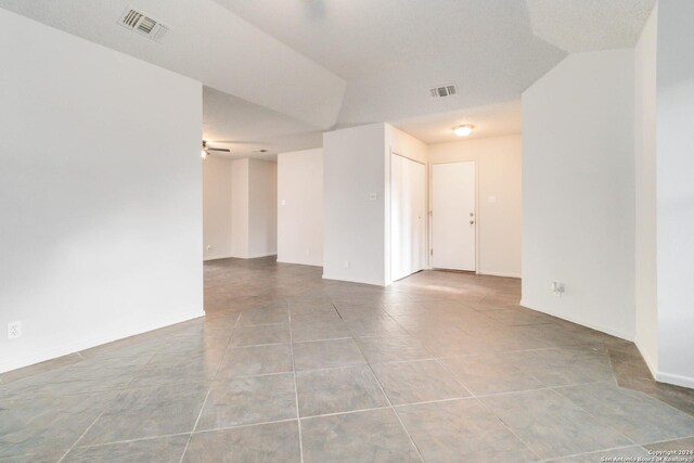 living room featuring ceiling fan