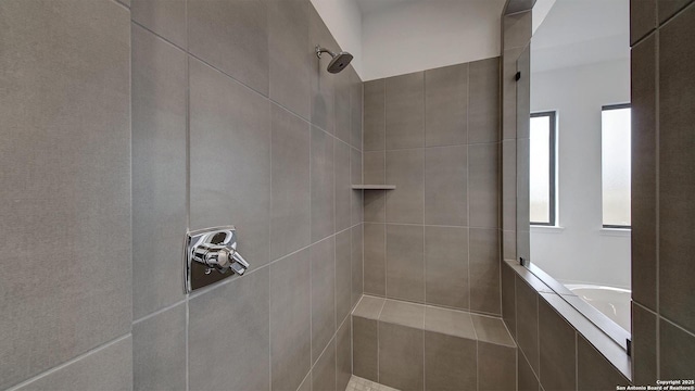 14213 Ravens Cv, San Antonio, TX 78254 - full bathroom with a bath and a tile shower