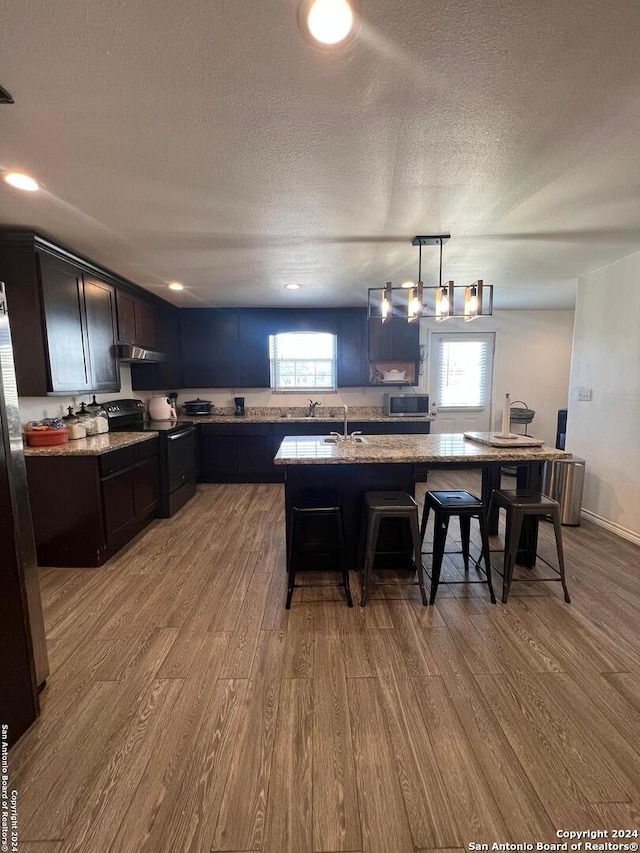 kitchen featuring hardwood / wood-style flooring, a wealth of natural light, and stainless steel appliances