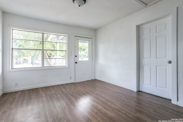 interior space with dark hardwood / wood-style flooring