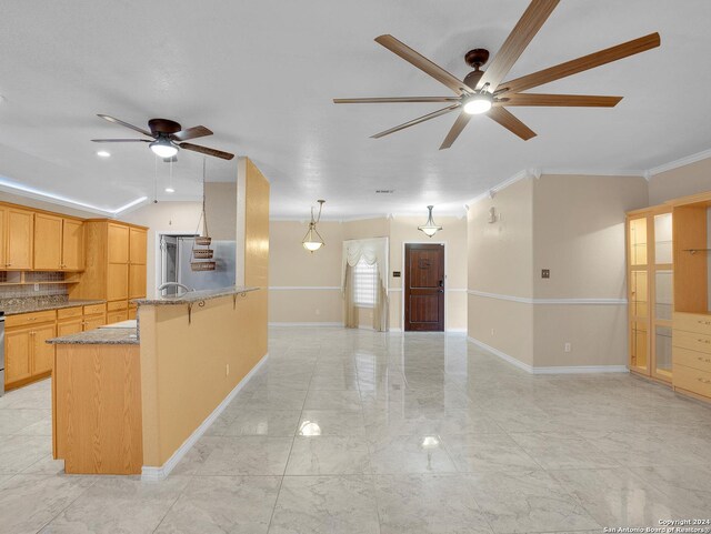 living room featuring crown molding