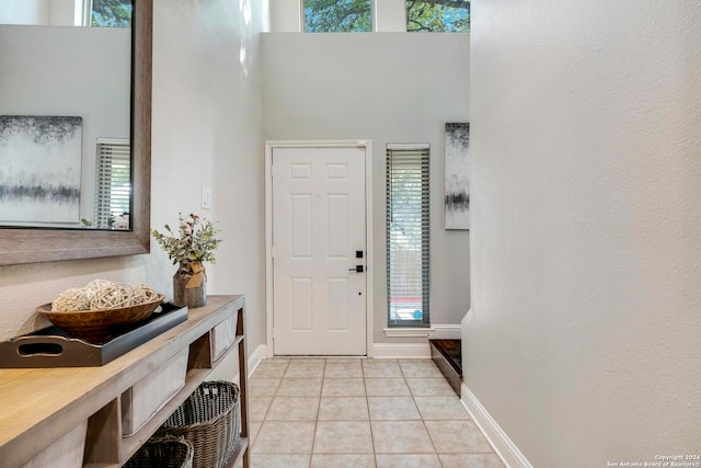 tiled foyer featuring a healthy amount of sunlight