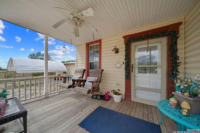 deck featuring ceiling fan