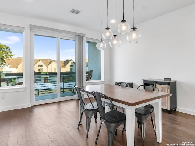 dining area featuring dark hardwood / wood-style flooring