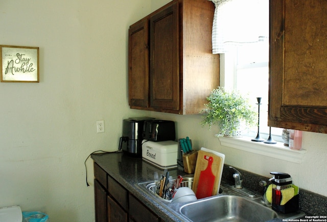 kitchen featuring sink and dark brown cabinets