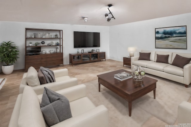 living room with light wood-type flooring