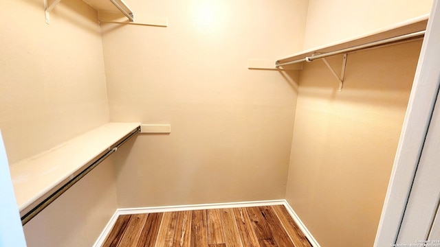 walk in closet with hardwood / wood-style flooring