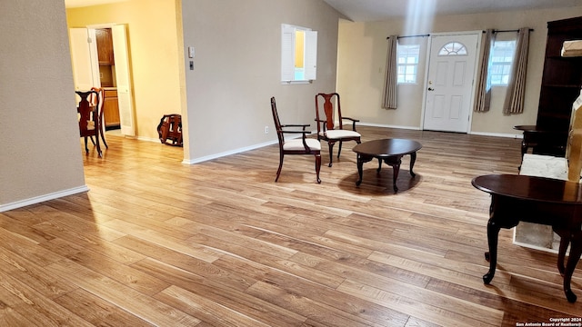 foyer with light hardwood / wood-style flooring