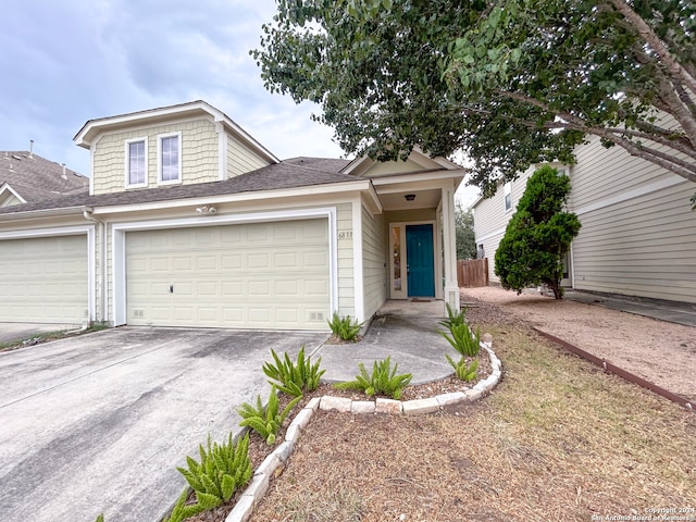 view of property with a garage