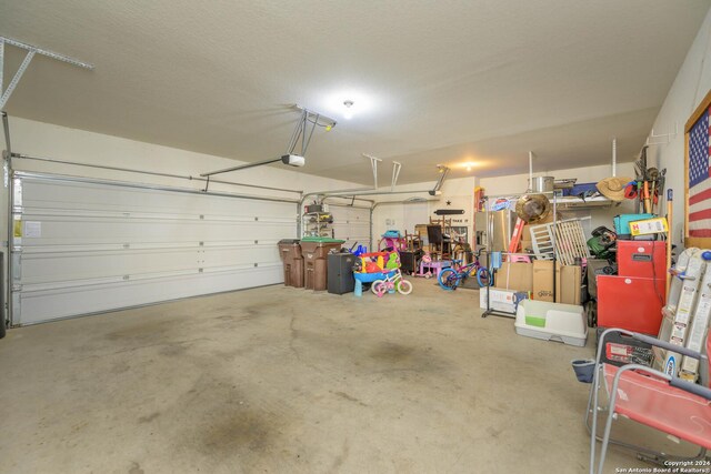 garage with a garage door opener