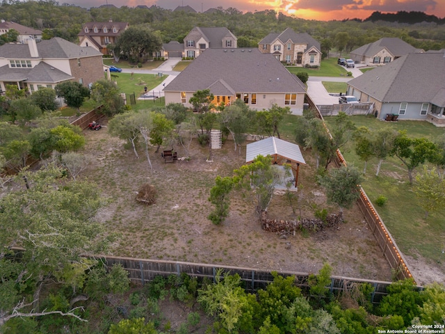 view of aerial view at dusk