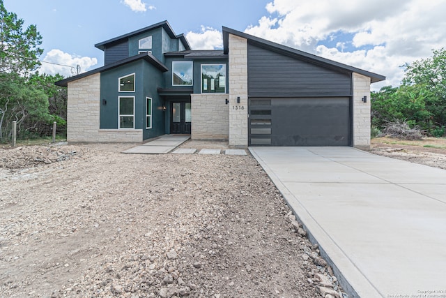 contemporary house with a garage