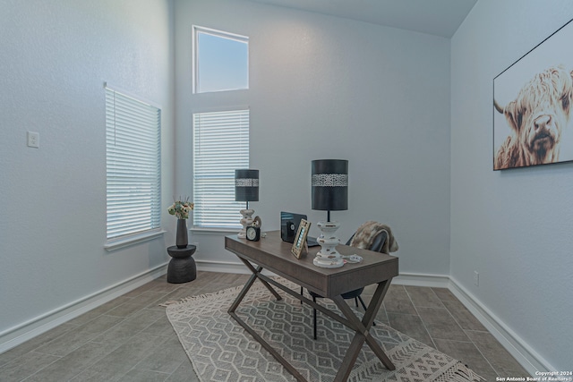 home office with baseboards